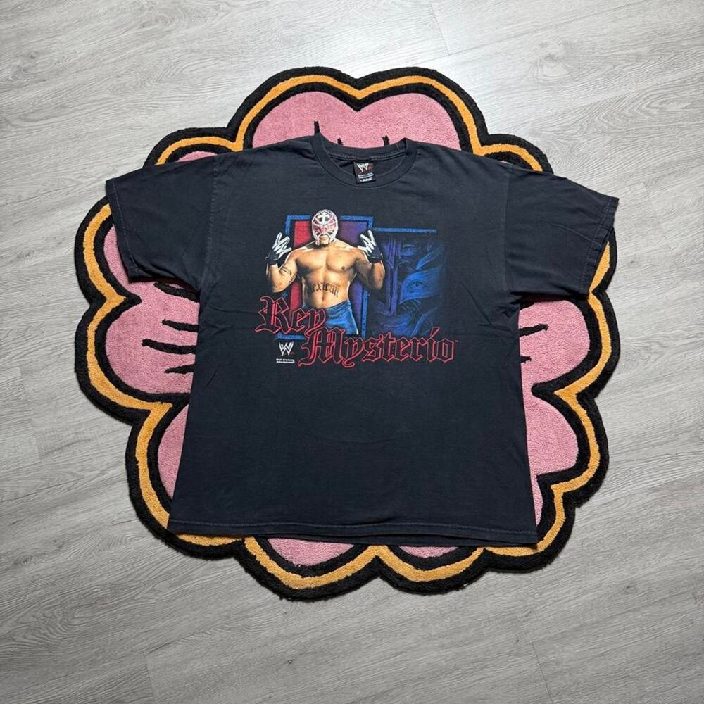 Vintage Y2K WWE Rey Mysterio 619 Graphic Logo T-shirt Size XL Black